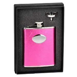   Lydia Hot Pink Leatherette 6oz Flask Gift Set