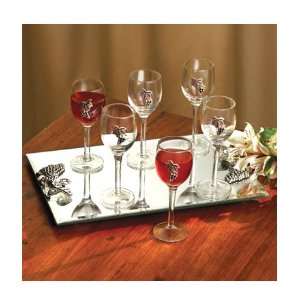  Set of 6 Cordial Glasses with Mirror Tray By Studio 