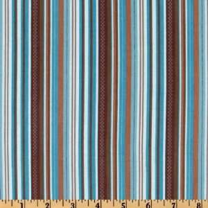 44 Wide Hooty Hoot Kangaroo Stripes Blue/Coco Fabric By 