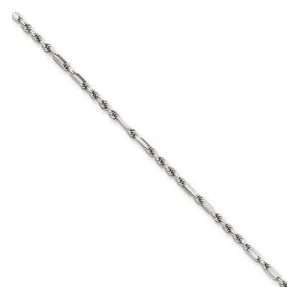  14K White Gold 1.9mm Solid Milano Rope Chain 20 Jewelry