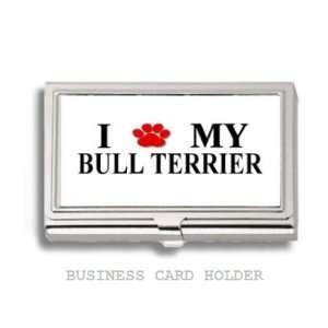  Bull Terrier Love My Dog Paw Business Card Holder Case 