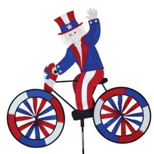 Uncle Sam Bike Patriotic Yard Garden Wind Spinner  