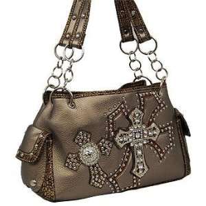  Pewter Double Cross & Wing Purse 