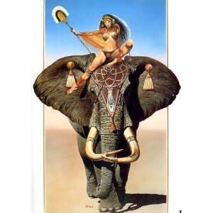  AFRICAN LADY ON ELEPHANT 044 CROSS STITCH CHART