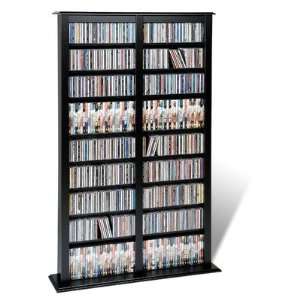    Prepac Double Width Barrister Media Tower   Black Electronics