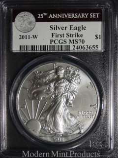 2011 W American Eagle 25th Anniversary Silver Coin   PCGS MS70 First 
