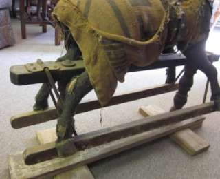 Antique Victorian Burlap Rocking Horse  