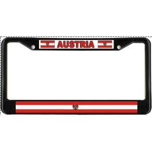  Austria Austrian Flag Black License Plate Frame Metal 