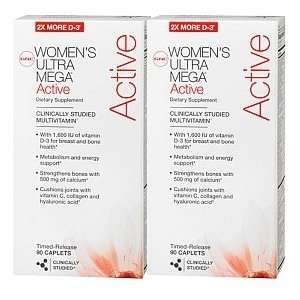  GNC WOMENS ULTRA MEGA Active, 90 Time Released Caplets 