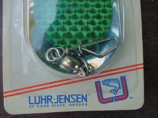 NIP Luhr Jensen Saltwater 2/0 Dodger, Chrome/Green Lure  