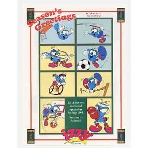  1994 Izzy Sports Cartoon Seasons Greetings Olympic Print 