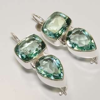 CHARMING  FACETED APATITE & .925 STERLING SILVER EARRING JEWELRY 