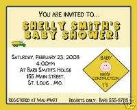 20 Baby Shower Invitations  Baby Under Construction  