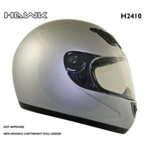 Advance HAWK Solid Silver Glossy Full Face Motorcycle Helmet   Size 