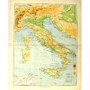  1904 Map Italy Italia Sardinia Sicilia Corsica Rome