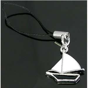  WHITE/BLACK Sail Boat Cell Phone Charms  