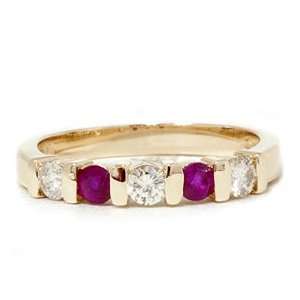  .50CT Ruby & Diamond Wedding Anniversary 14K Gold Ring 