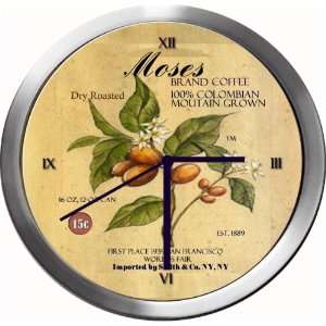  MOSES 14 Inch Coffee Metal Clock Quartz Movement Kitchen 