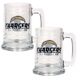  San Diego Chargers NFL 2pc 15oz Glass Tankard Set  Primary 