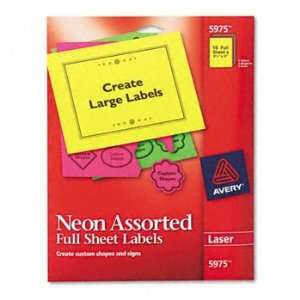  Avery Neon Rectangle Laser Label   8.5 Width x 11 Length 