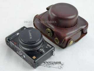 UK New Brown Leather Camera Case Bag for Panasonic LUMIX GF2 GF  2 