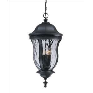   Hanging Lantern   Black Finish  Clear Watered Glass