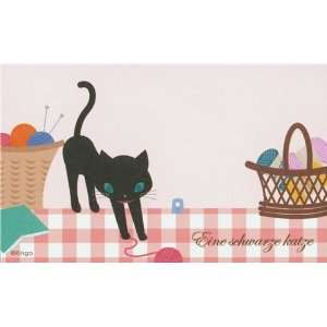    cute black kitty mini cards with ball of wool Toys & Games