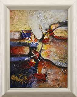 Abstract Red White Blue Yellow Art FRAMED OIL PAINTING  