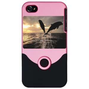   or 4S Slider Case Pink Dolphins Flying in Sunset 