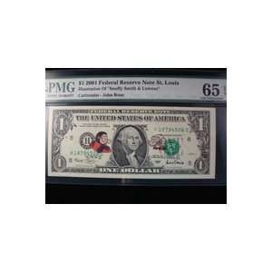  Rose, John $1 2001 Federal Reserve Note St. Louis with hand drawn 