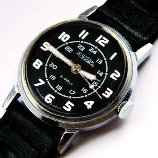 RARE NOS Russian USSR СССР MILITARY Black ROCKET Wristwatch 21 