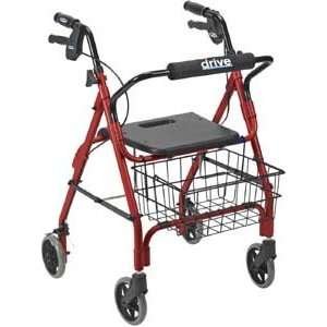  Brake 4 Wheel Aluminum Rollator with Various Seating Options , Color 