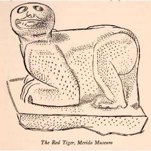   Museum Artifact Sculpture Tupi   Original In Text Wood Engraving