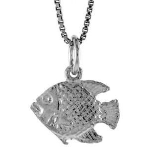   Sterling Silver 7/16 in. (11mm) Tall Butterfly Fish Pendant Jewelry