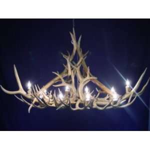   Lighting   10 Lite Oval Elk Mule Deer Chandelier