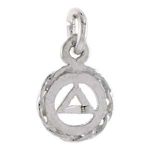  Sterling Silver Sobriety Symbol Recovery Pendant, 9/16 in 