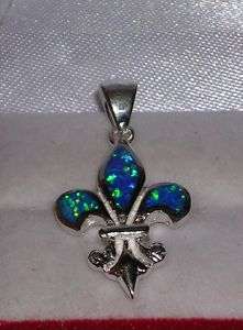 New Orleans Saints Symbol Fleur de Lis Opal Pendant  