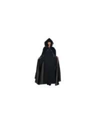   Witch Sorceress Renaissance Gothic Hooded 63 inch Cloak Black on Black