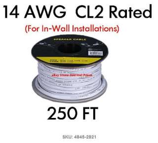 Speaker Wire Cable 250FT Roll   Gauge 14AWG Rating CL2  