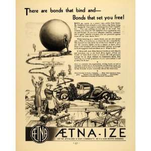  1930 Ad Aetna Ize Insurance Bonds Casualty Surety Fire 