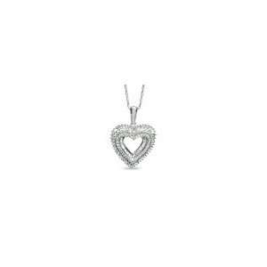  ZALES Round and Baguette Diamond Heart Pendant in Sterling 