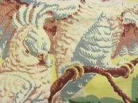 Cockatoos on Branches Vintage Barkcloth Fabric Panel RARE as can be 