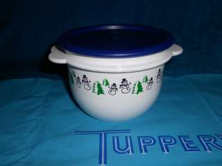   20 OZ. ONE TOUCH CHRISTMAS BOWL / DISH SNOWMAN TREES NICE GIFT  