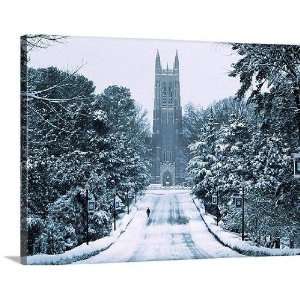   Snow Surrounds the Duke Chapel Canvas Wrap