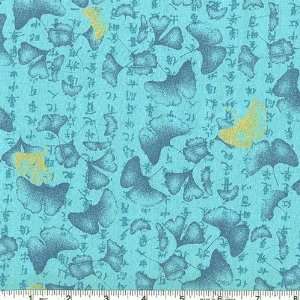  45 Wide Paint Box Leaf Dance Turquoise Fabric By The 