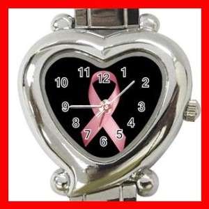 BREAST CANCER PINK RIBBON Heart Italian Charm Watch  