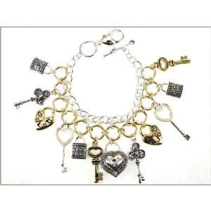  Silver and Gold Tone Charm Bracelet True Fashion NY 