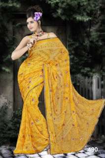Indian Bollywood Designer Saree Embroidered Sari   TU490  1  