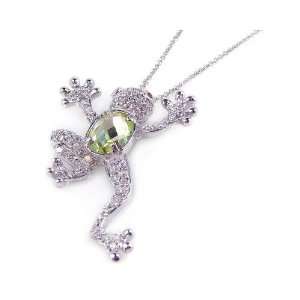  Free Silver Necklaces Green Cz Poison Arrow Frog Necklace Jewelry
