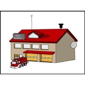 Fire Station with Red Firetruck Mousepad
